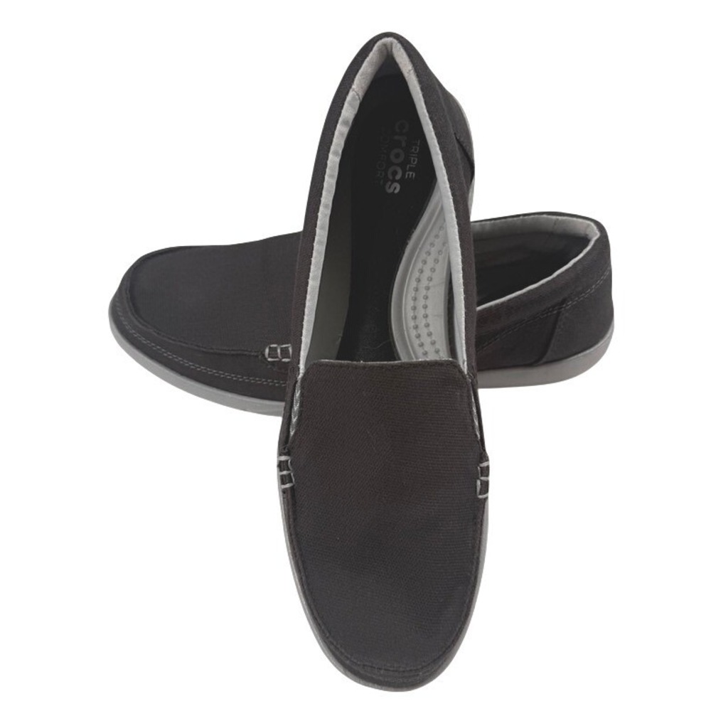 Crocs Loafers Black Canvas Slip On Triple‎ Comfort Shoes Womens 11